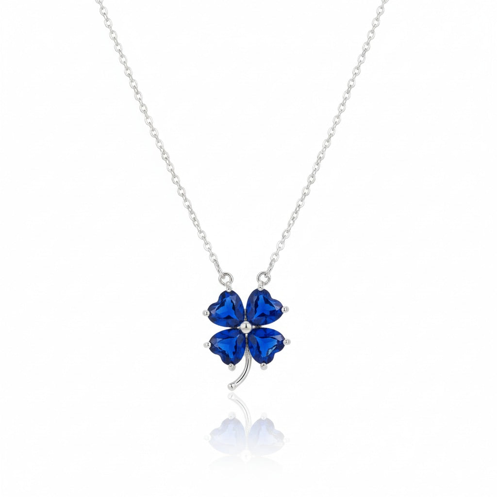 925 Sterling Silver Heart Clover Necklace