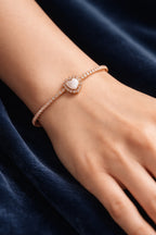 Celeste Halo Heart Rose Gold Tennis Bracelet | 925 Silver