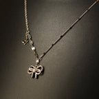 925 sterling silver bow tie and butterfly necklace