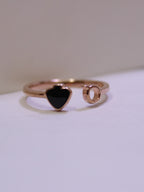 925 Rose gold ring with black enamel