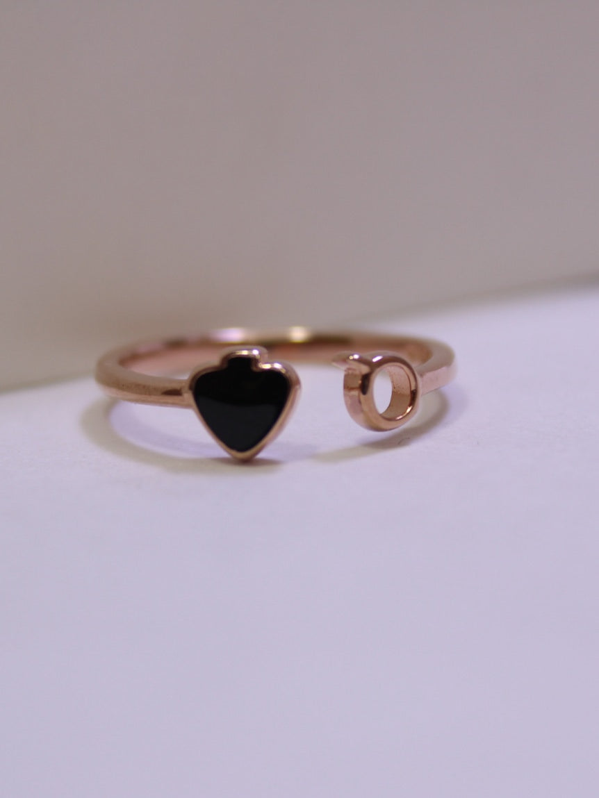 925 Rose gold ring with black enamel