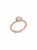 925 Rose Gold Beaded Solitaire Ring