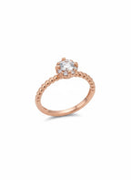925 Rose Gold Beaded Solitaire Ring