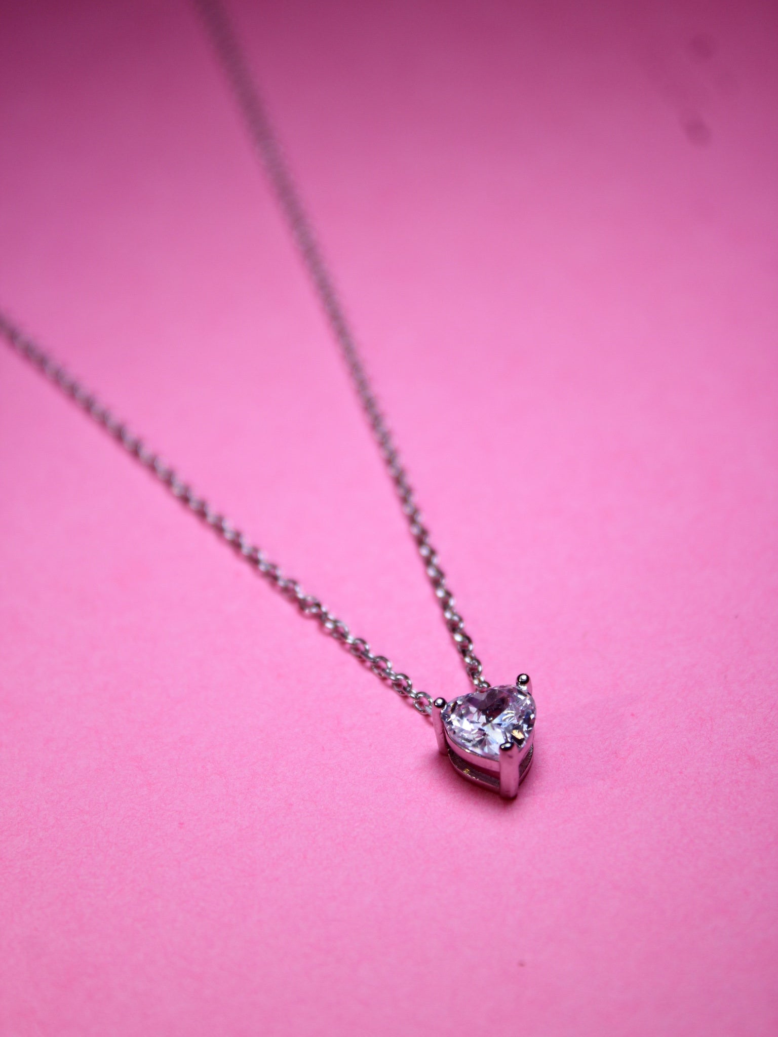 925 Sterling Silver Solitaire Heart Necklace