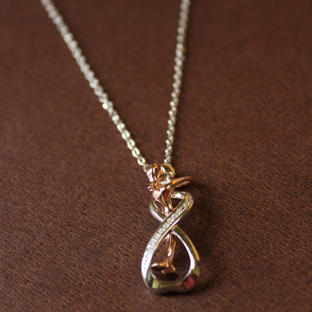 925 sterling silver couple hug infinity pendant