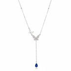925 sterling silver butterfly y-shaped necklace