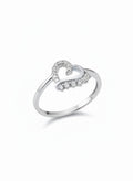 925 Sterling Silver Pave Heart Ring