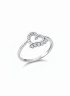 925 Sterling Silver Pave Heart Ring