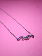 925 Sterling Silver Bat Wing Charm with Turquoise CZ