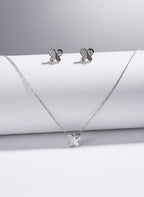 925 Sterling Silver Butterfly Heart Charm Jewelry Set | Necklace & Earring