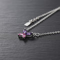 925 Sterling silver Two-Tone stone Butterfly Solitaire necklace