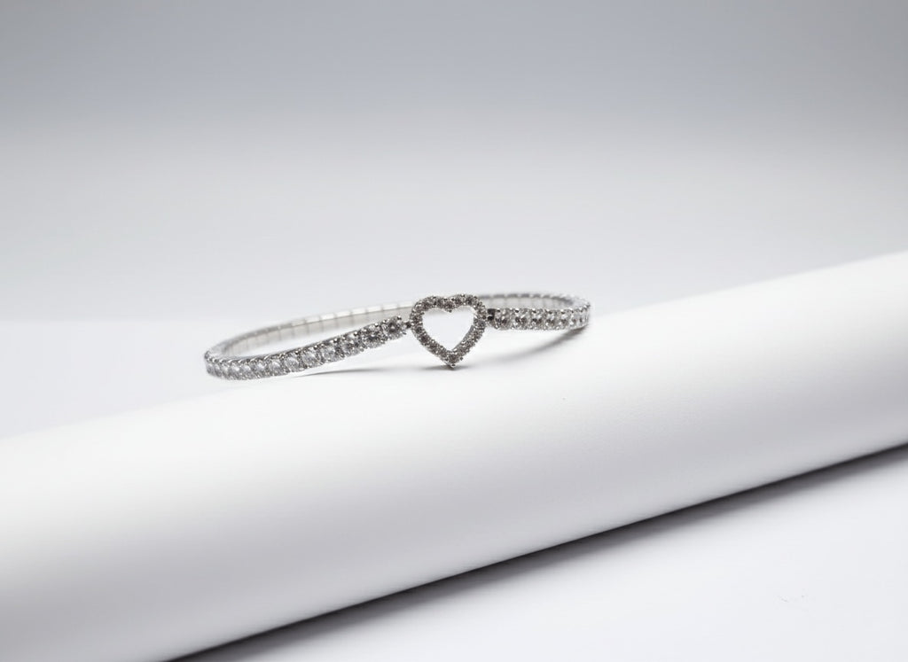 Celina Open Heart 925 Sterling Silver Stretch Bracelet