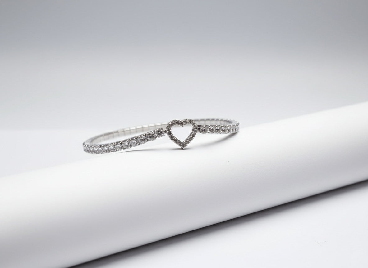 Celina Open Heart 925 Sterling Silver Stretch Bracelet