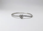 Eterna Double Heart 925 Sterling Silver Stretch Bracelet