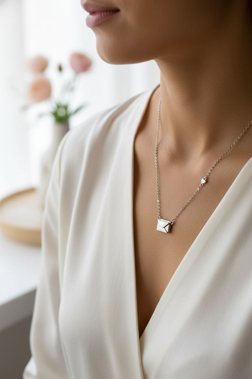 925 Sterling Silver Mail Box Necklace