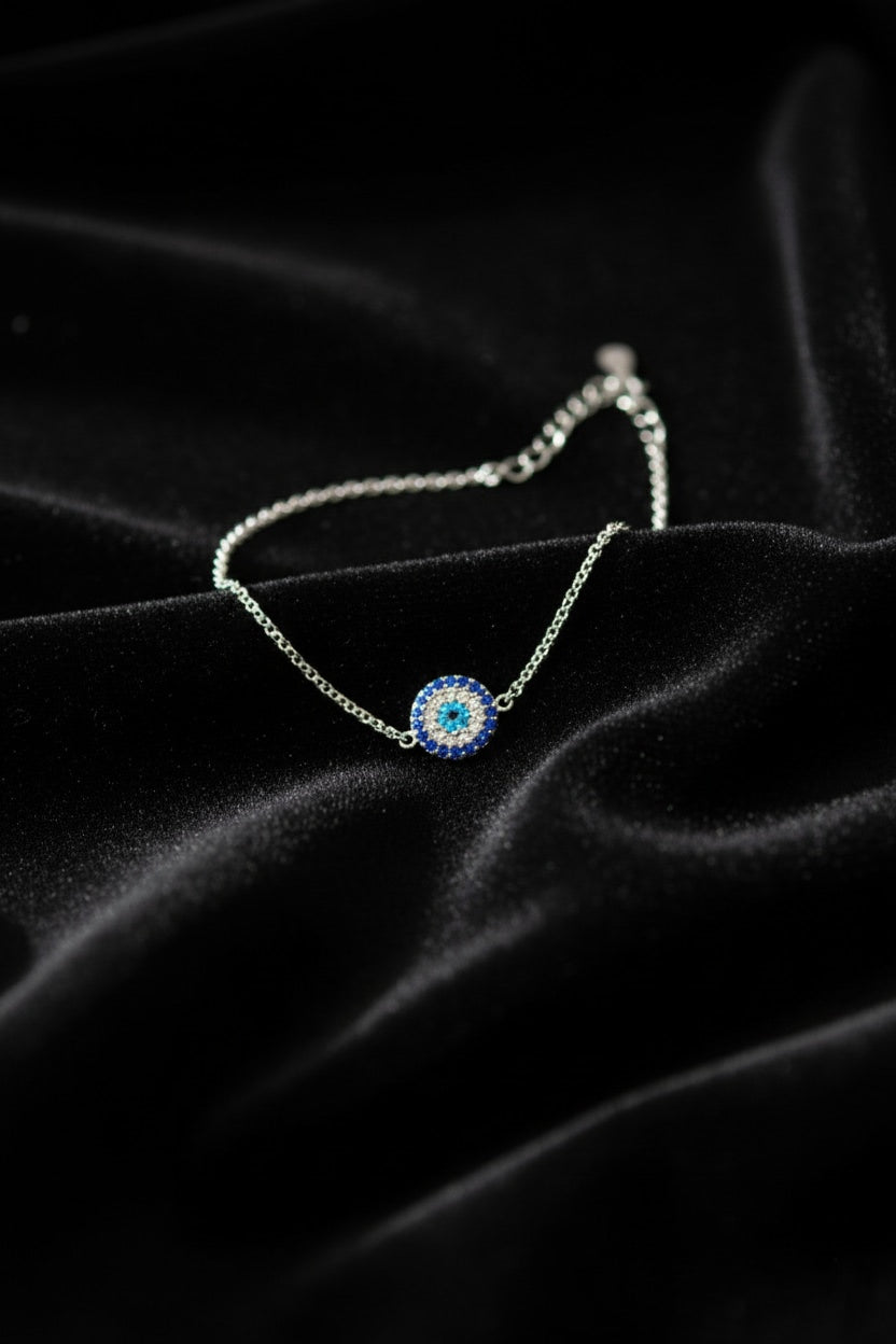 925 Sterling Silver Evil Eye Charm Bracelet