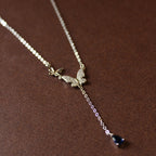 925 sterling silver butterfly y-shaped necklace