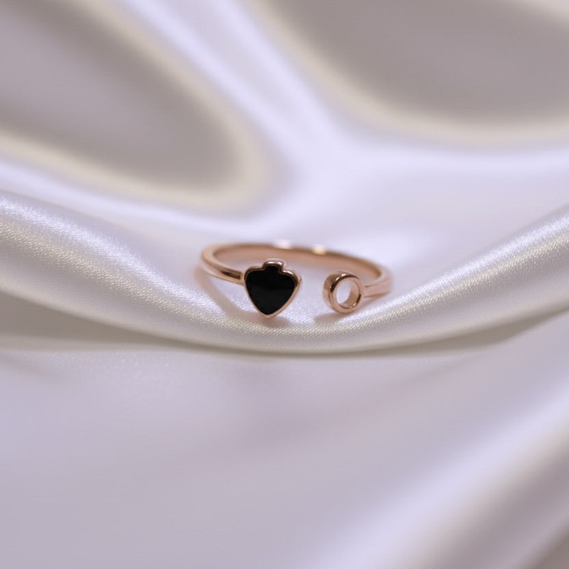 925 Rose gold ring with black enamel