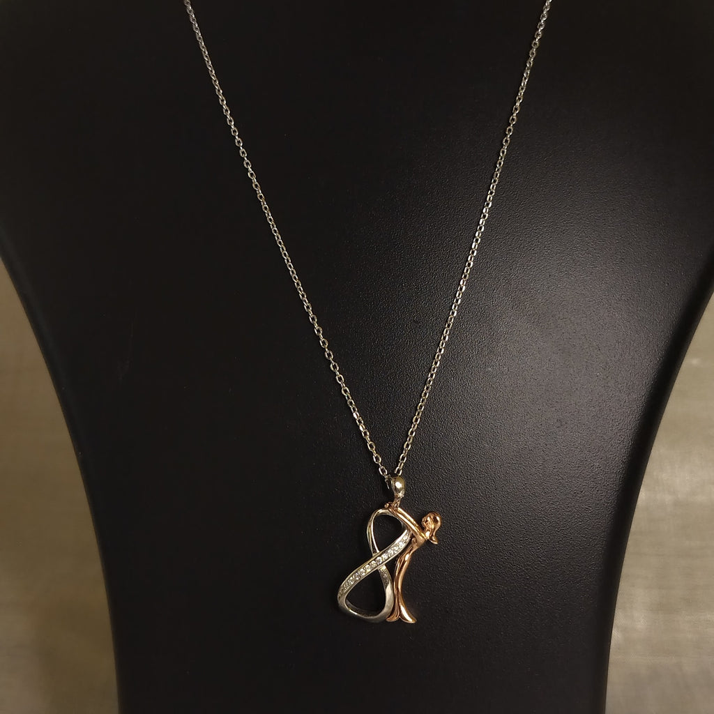 925 sterling silver couple hug infinity pendant