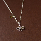 925 sterling silver bow tie and butterfly necklace