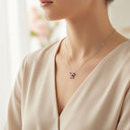 925 Sterling silver Two-Tone stone Butterfly Solitaire necklace