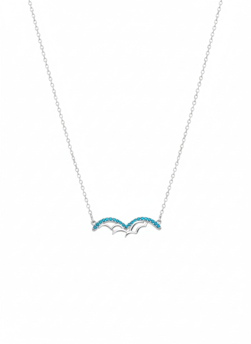 925 Sterling Silver Bat Wing Charm with Turquoise CZ