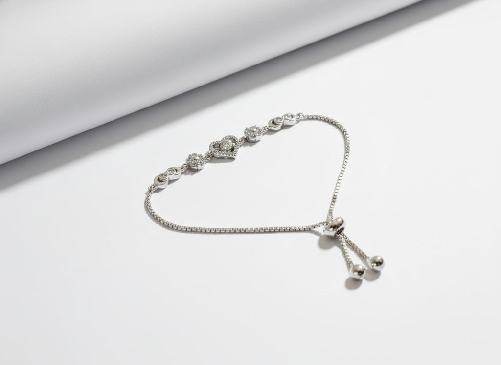 Amora Sparkle Heart 925 Sterling Silver Bracelet