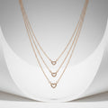Triple Layer Rose Gold Open Heart Necklace - 925 Sterling Silver