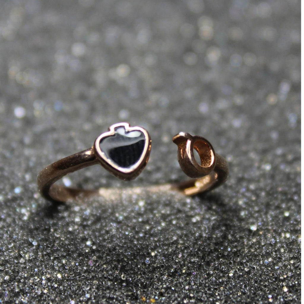 925 Rose gold ring with black enamel