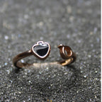 925 Rose gold ring with black enamel