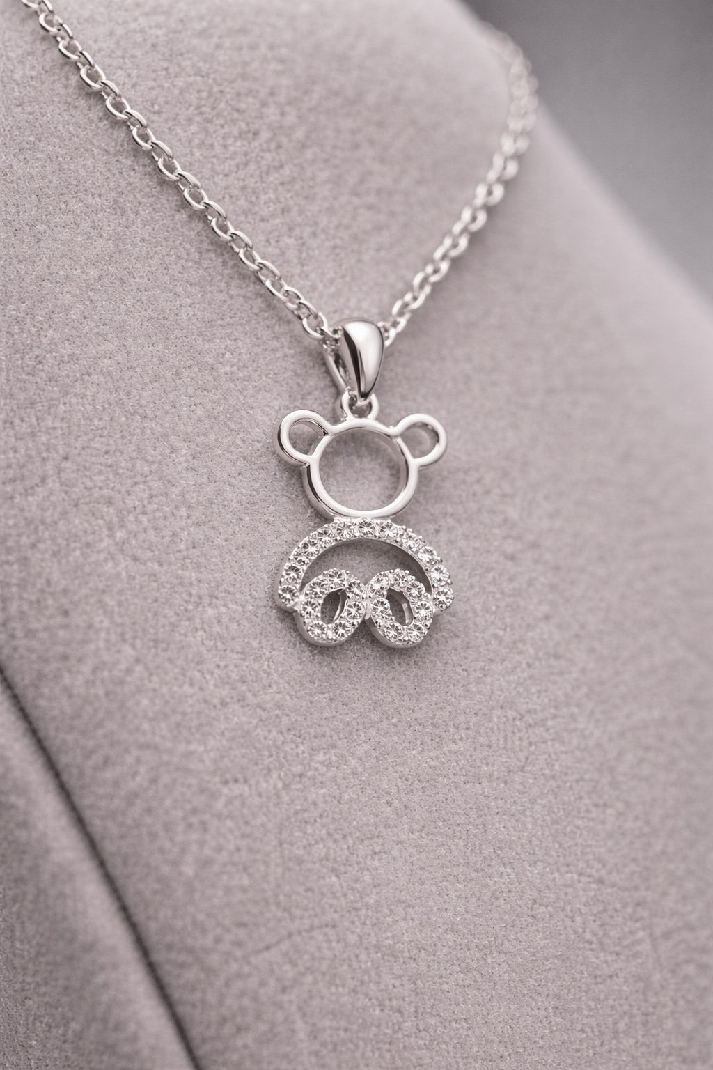 925 Sterling Silver Teddy Bear Pendant Necklace