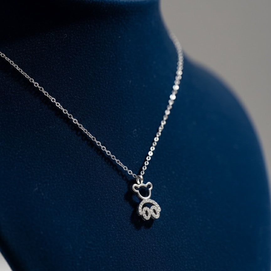 925 Sterling Silver Teddy Bear Pendant Necklace