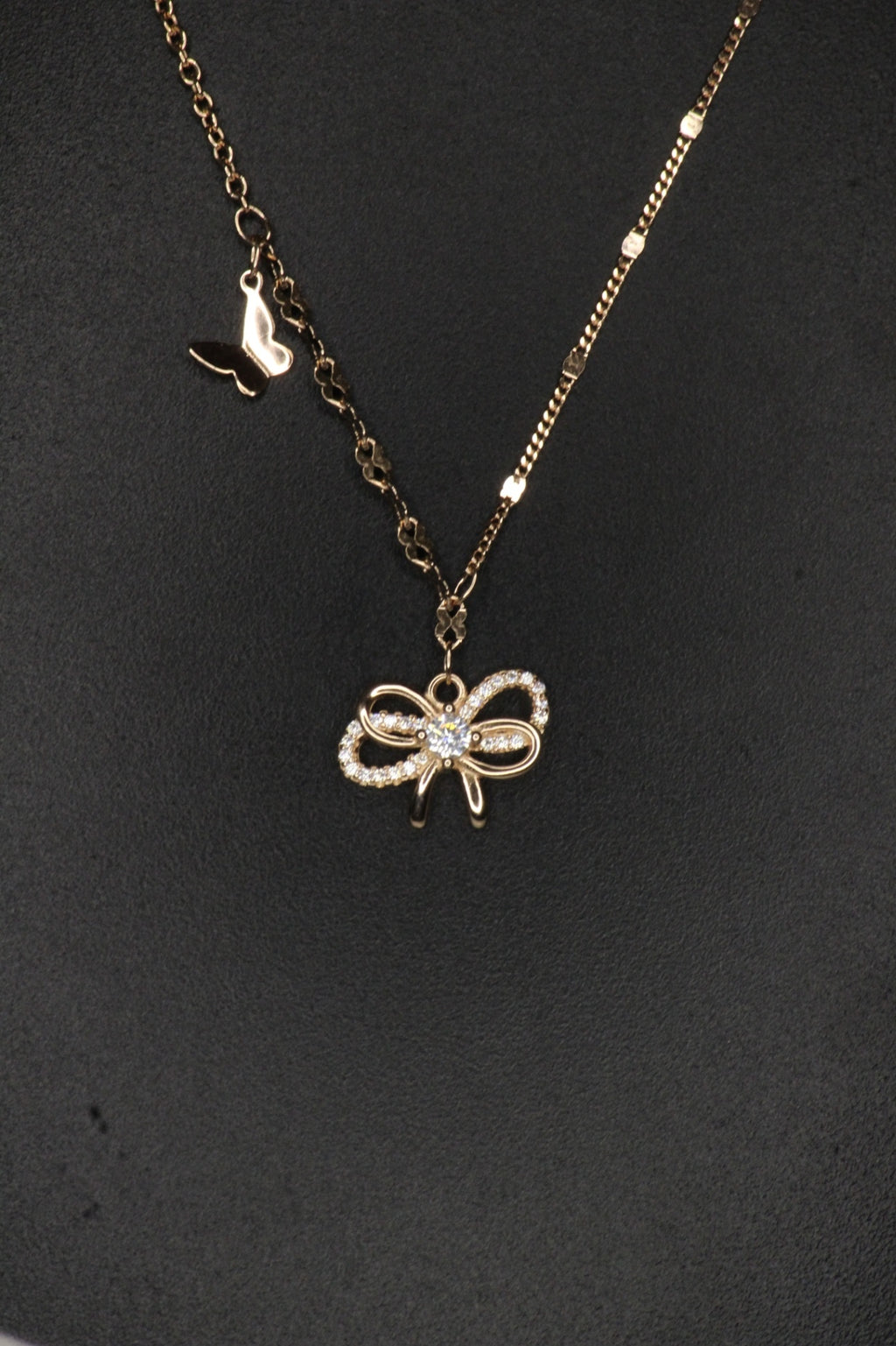 925 sterling silver bow tie and butterfly necklace