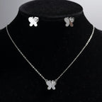 925 Sterling Silver Butterfly Heart Charm Jewelry Set | Necklace & Earring