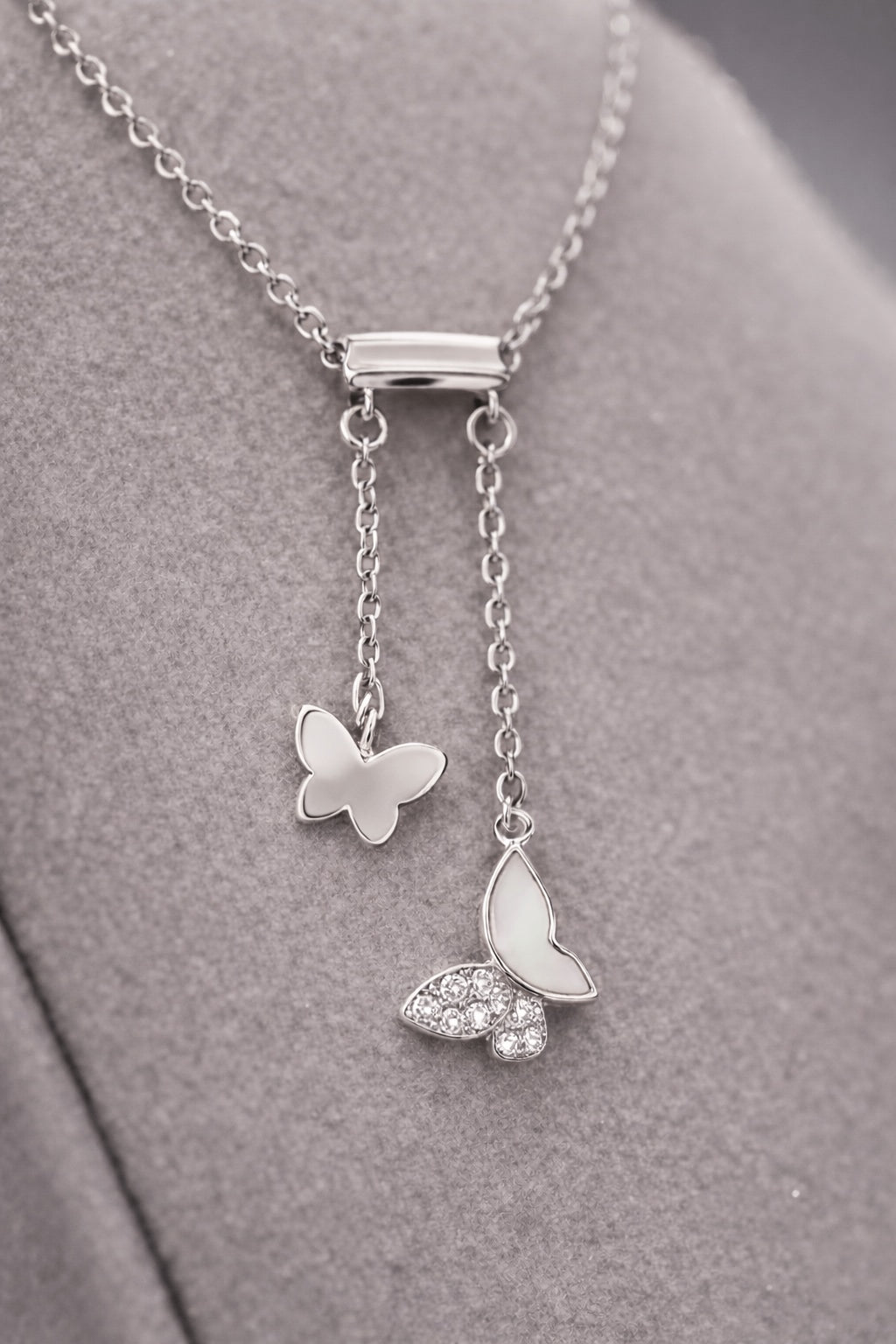 925 Sterling Silver Butterfly Drop Pendant Necklace