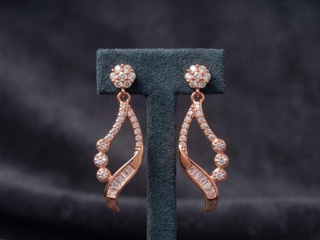925 Silver Celeste Curve Rose Gold Earrings