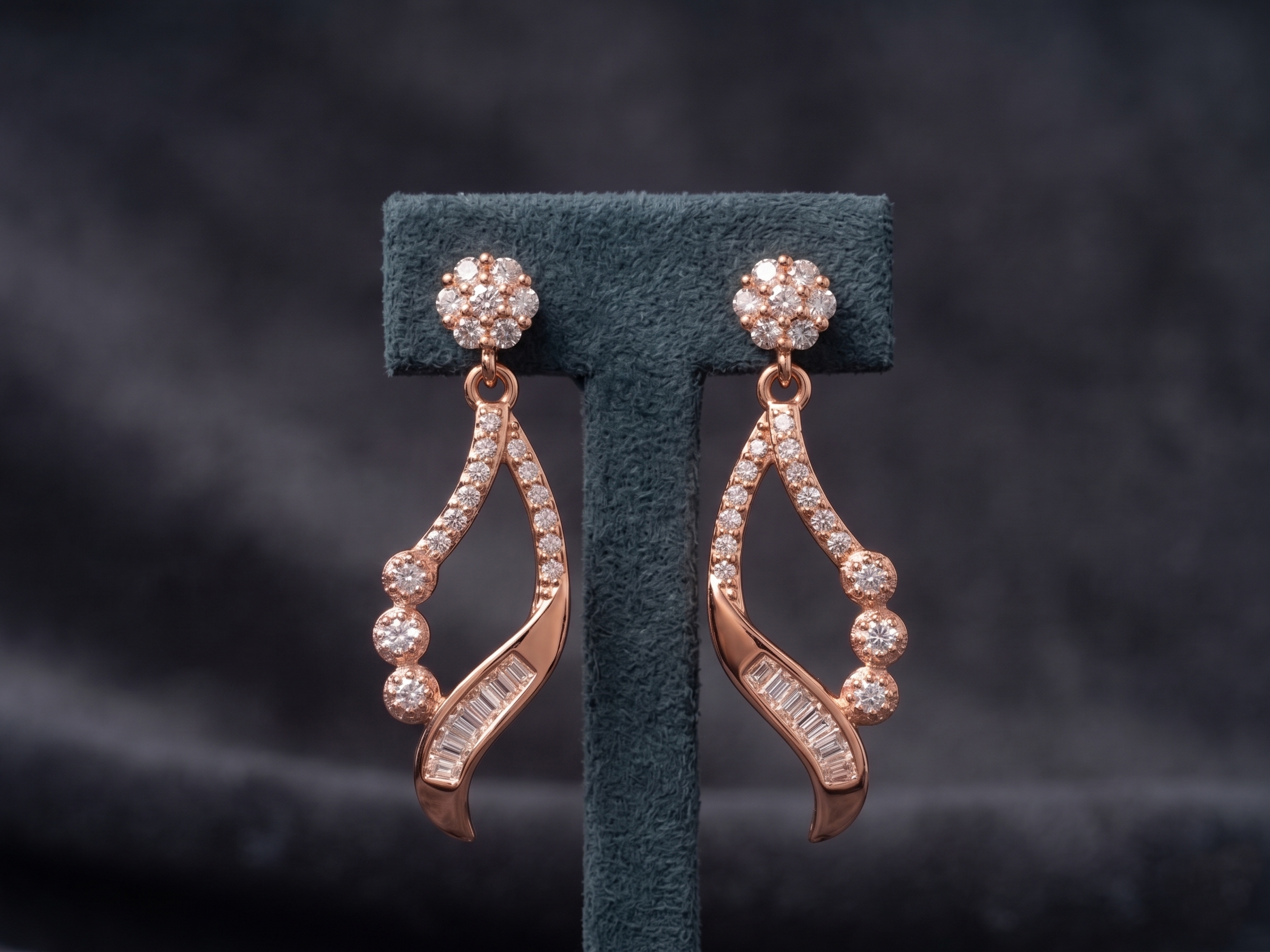925 Silver Celeste Curve Rose Gold Earrings