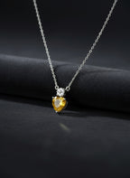 925 Sterling Silver Yellow Heart Solitaire Necklace