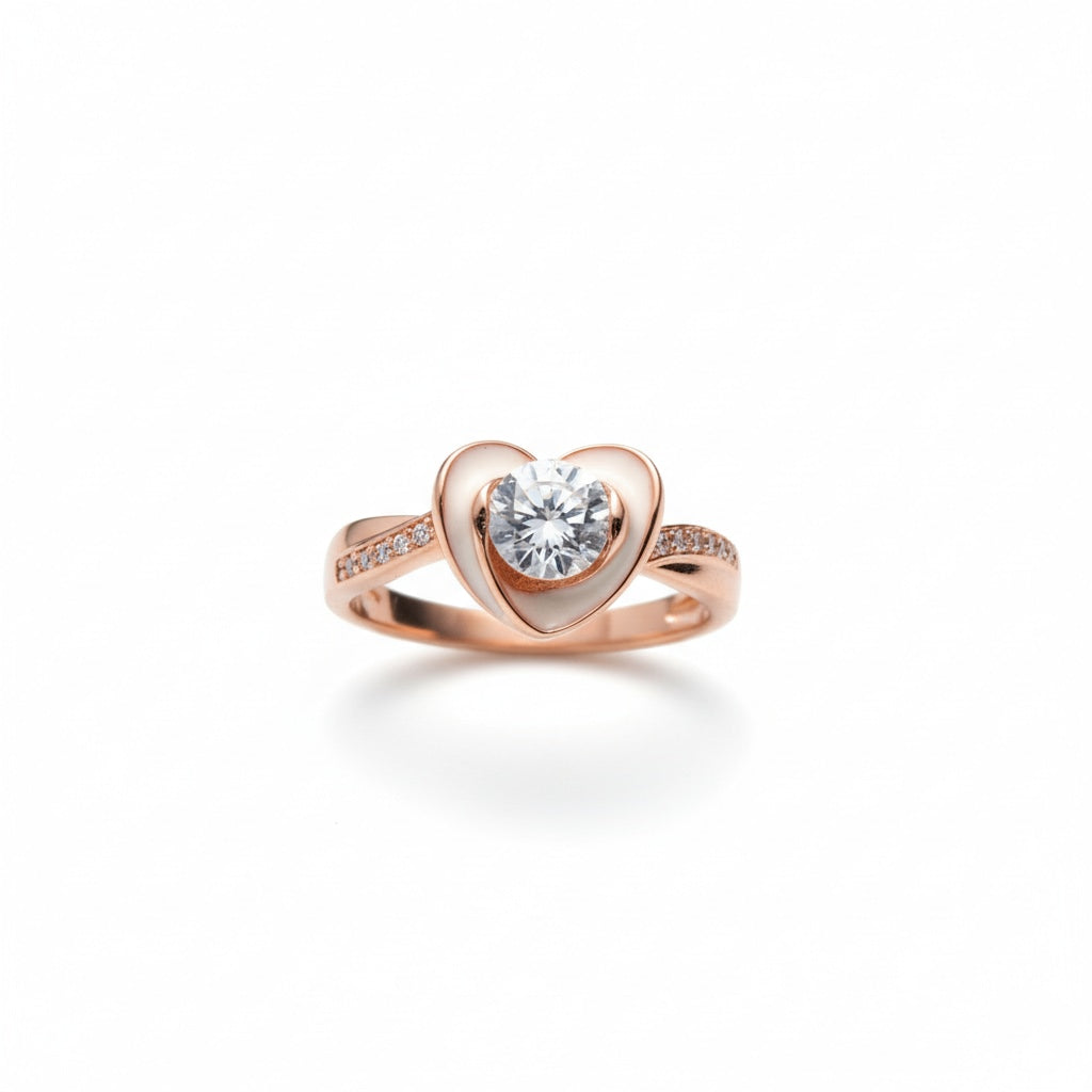 925 Rose Gold Solitaire Heart ring
