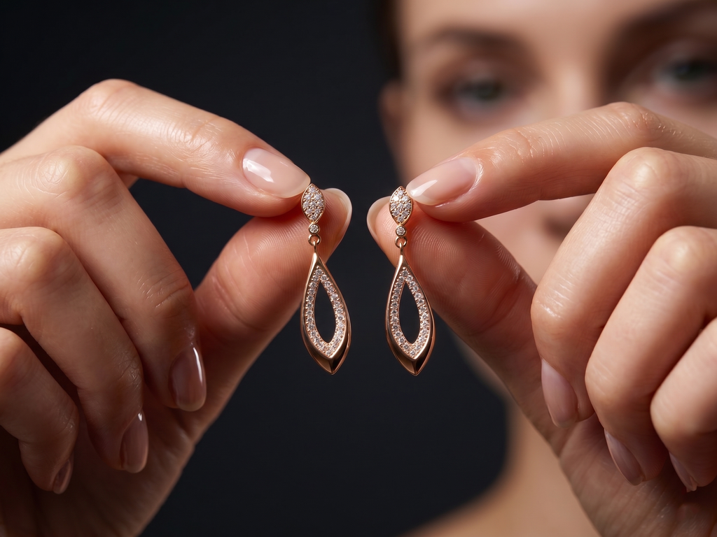 Rose Gold Marquise Drop Earrings – 925 Sterling Silver Minimal Diamond Look Earrings for Women
