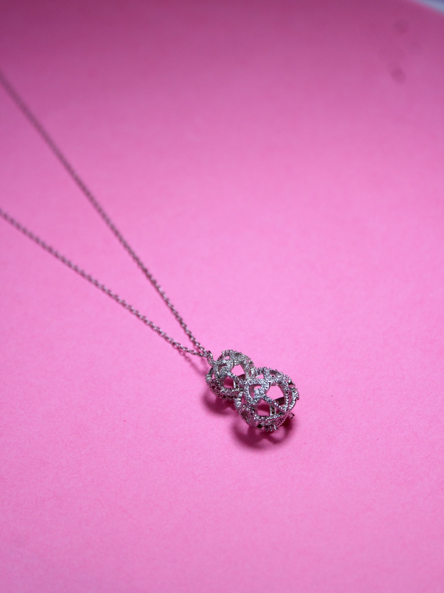 925 Sterling Silver Heart Cage Necklace