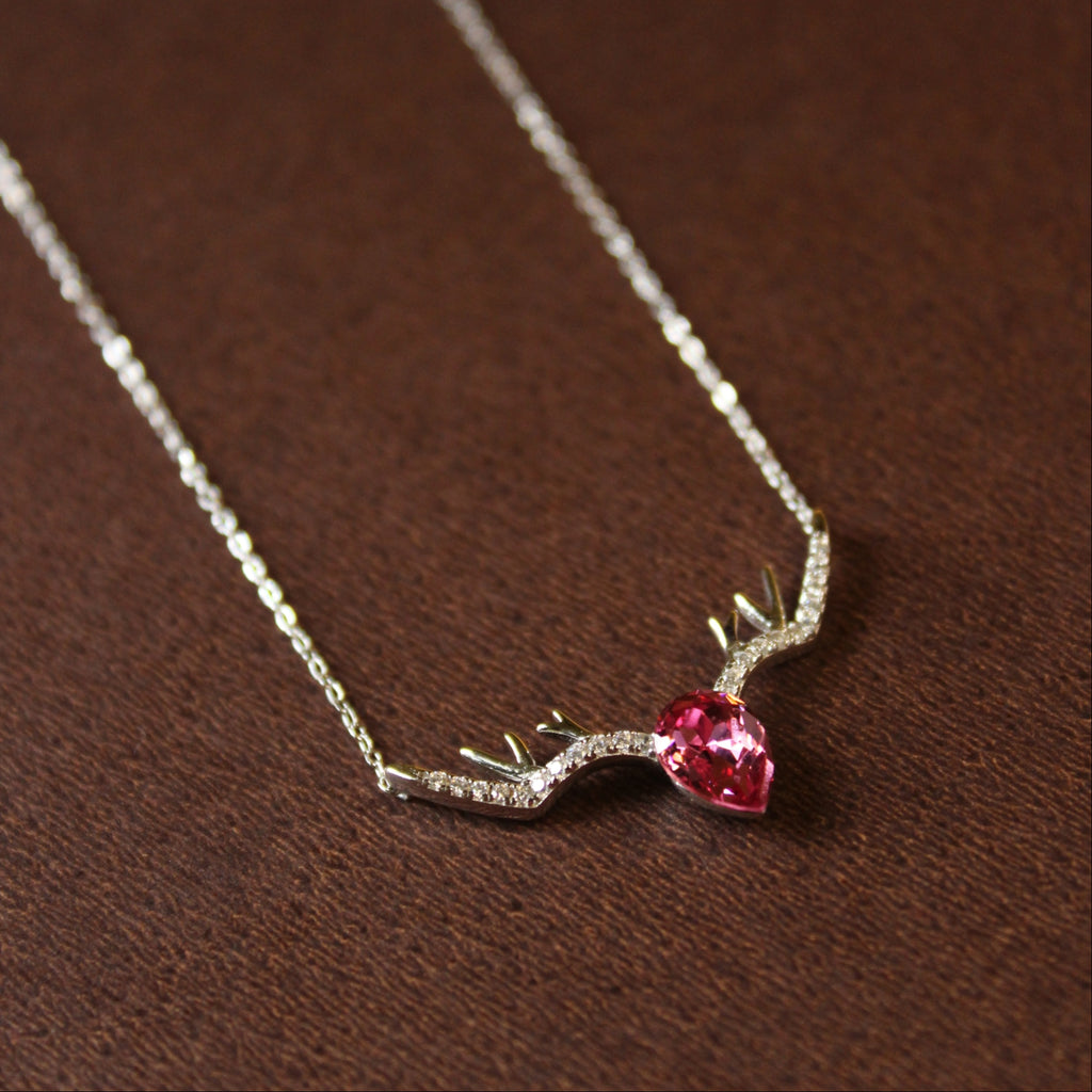 925 Sterling Silver Deer Horn Necklace