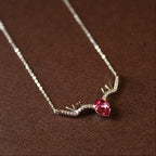 925 Sterling Silver Deer Horn Necklace