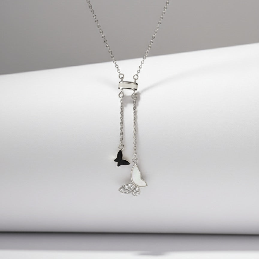 925 Sterling Silver Butterfly Drop Pendant Necklace