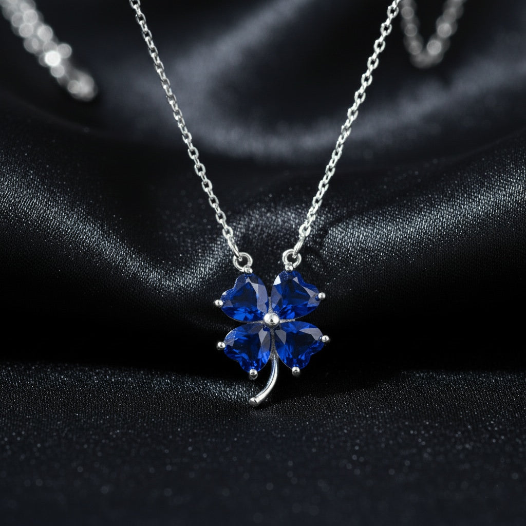 925 Sterling Silver Heart Clover Necklace