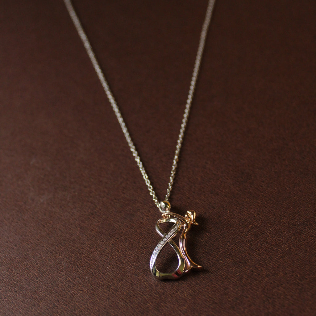 925 sterling silver couple hug infinity pendant