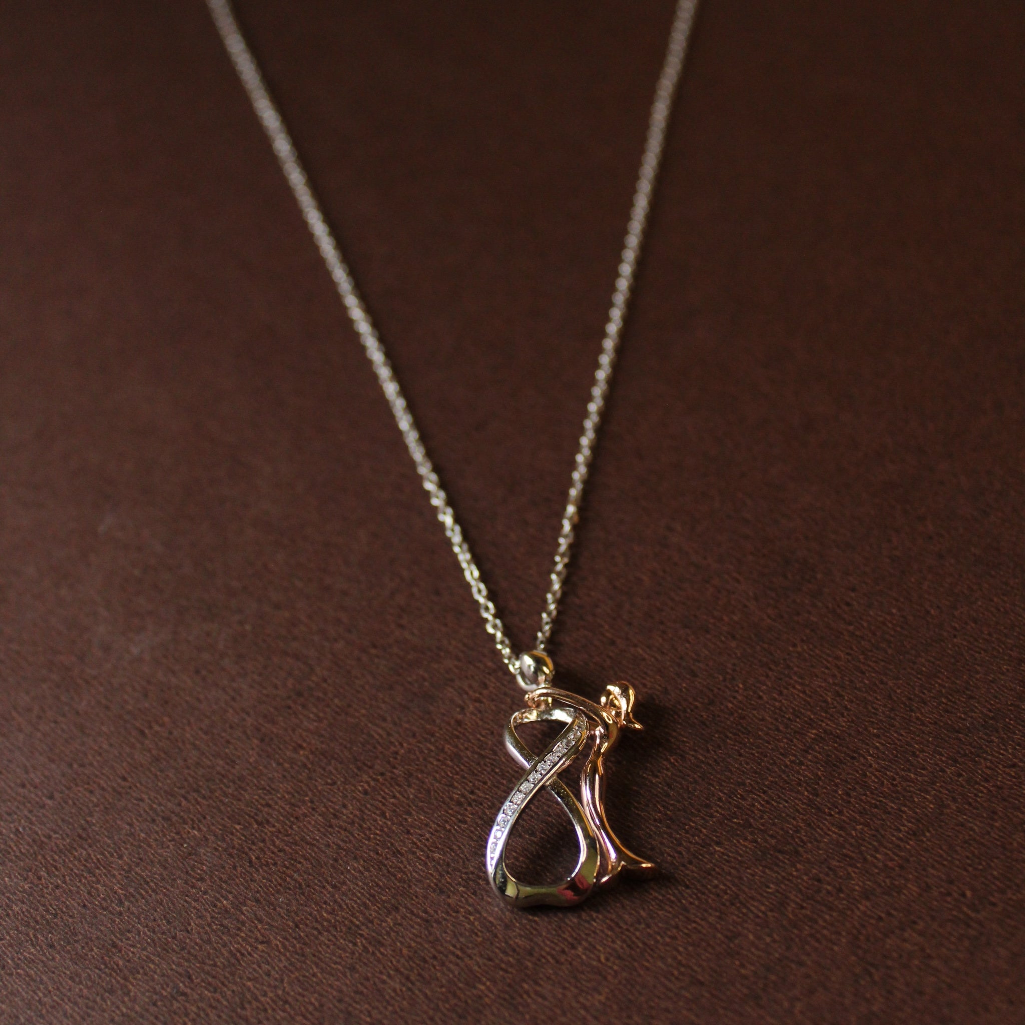 925 sterling silver couple hug infinity pendant