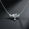 925 Sterling Silver Butterfly & CZ Cluster Necklace
